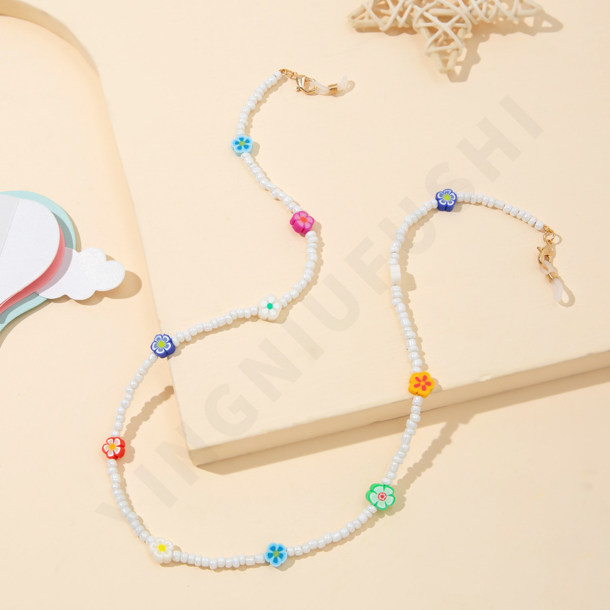 Trendy Crystal Flower Fruit An - Mask Chain Holder ulasan dan harga